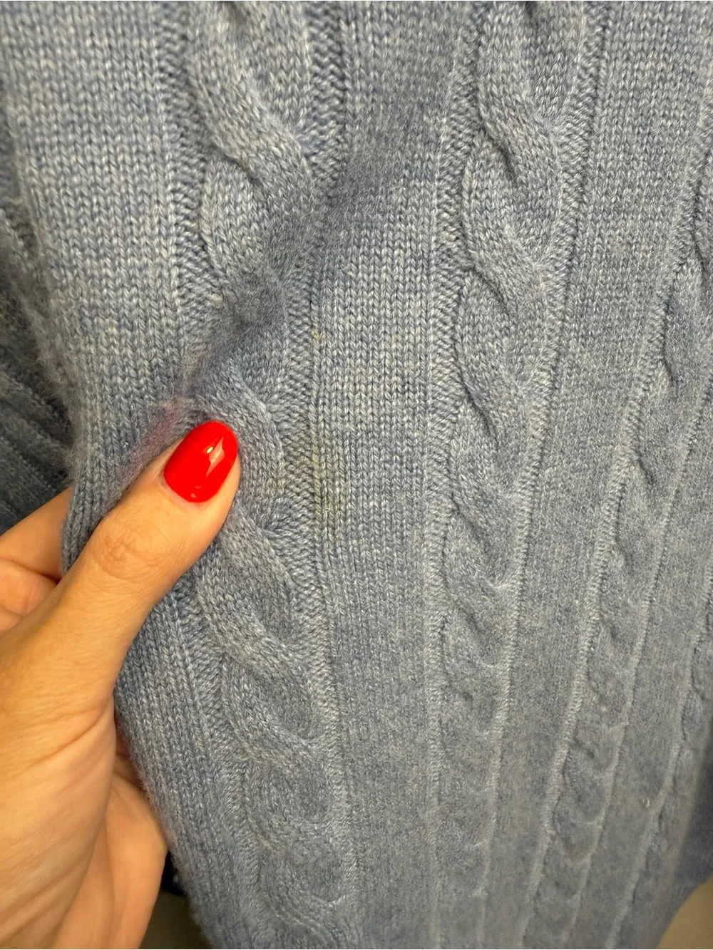 Alan Paine Light Blue Cable-Knit V-Neck Quarter-Zip Golf Sweater 100% Cashmere